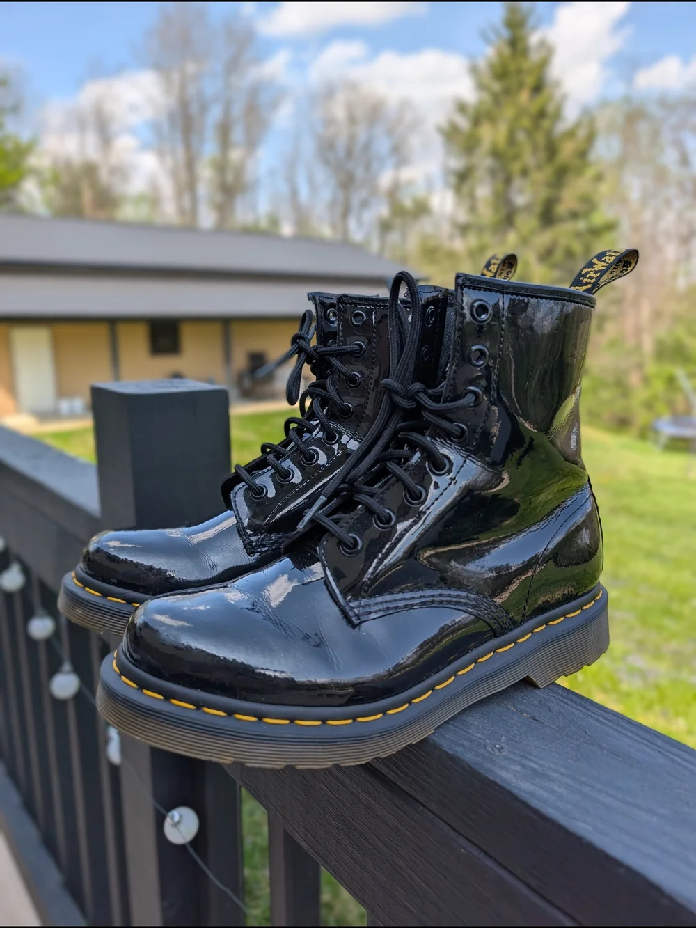 Dr. Martens Cotton Leather Lace-Up Boot - Picture 1 of 9